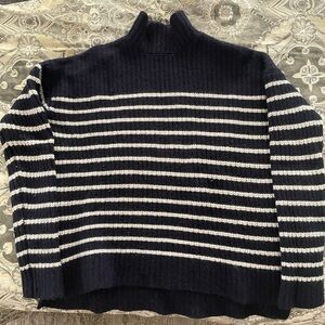 Alex Mill Navy and White Mock Neck Sweater